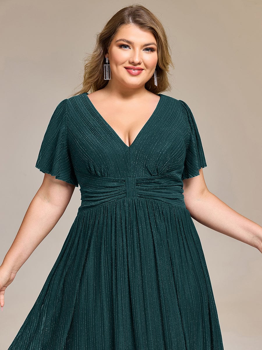 Plus size Glittery Formal Evening Dresses #color_Teal