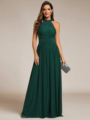 Sparkle Halter Neck Formal Evening Dress with A-line Silhouette