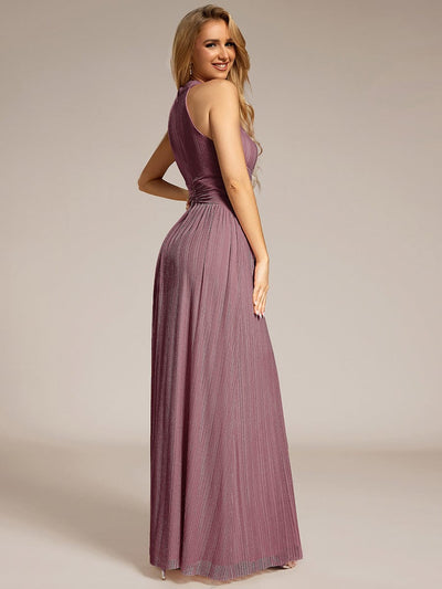 Sparkle Halter Neck Formal Evening Dress with A-line Silhouette #color_Purple Orchid