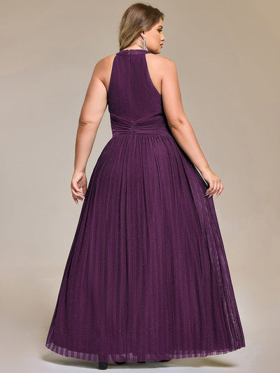 Sparkle Halter Neck Formal Evening Dress with A-line Silhouette #color_Purple Wisteria
