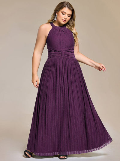 Sparkle Halter Neck Formal Evening Dress with A-line Silhouette #color_Purple Wisteria