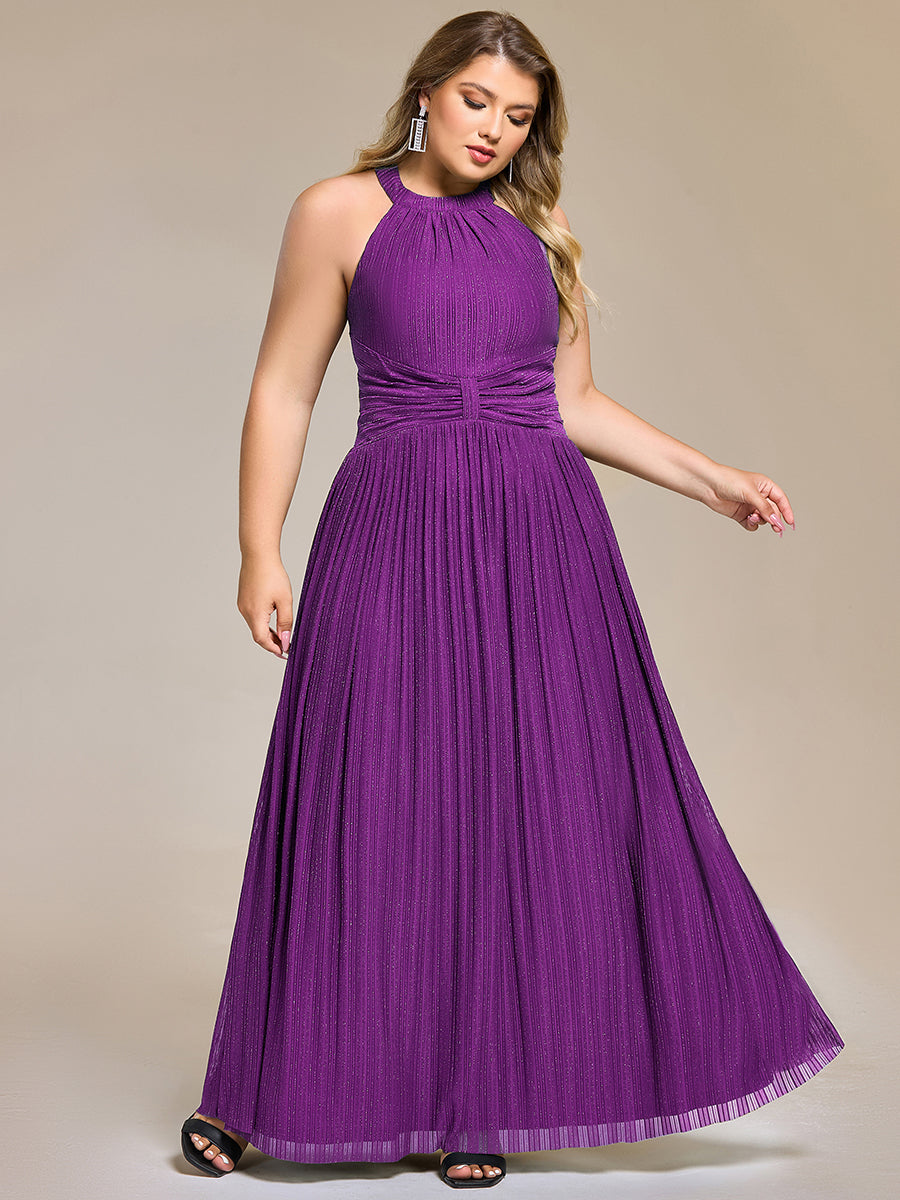 Sparkle Halter Neck Formal Evening Dress with A-line Silhouette #color_Sparkling Grape
