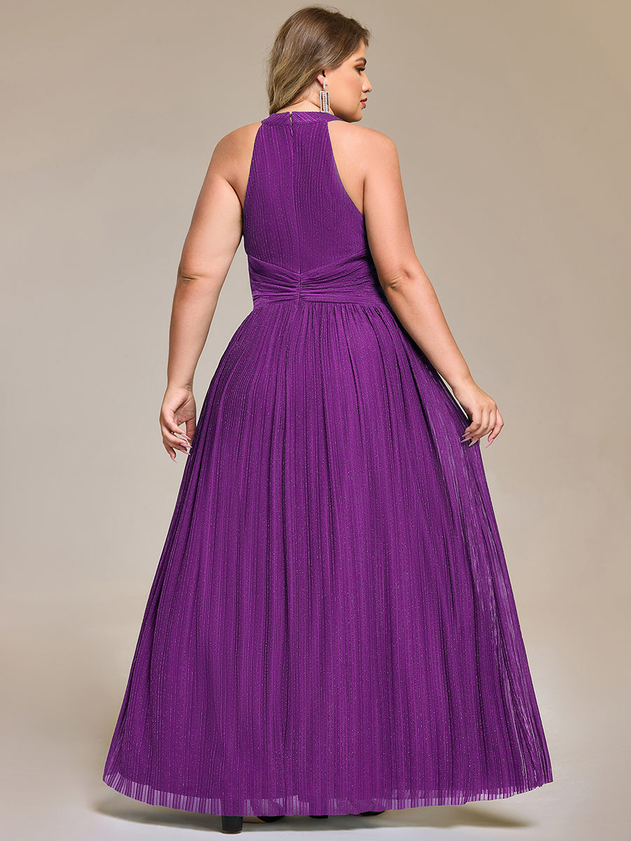 Sparkle Halter Neck Formal Evening Dress with A-line Silhouette #color_Sparkling Grape