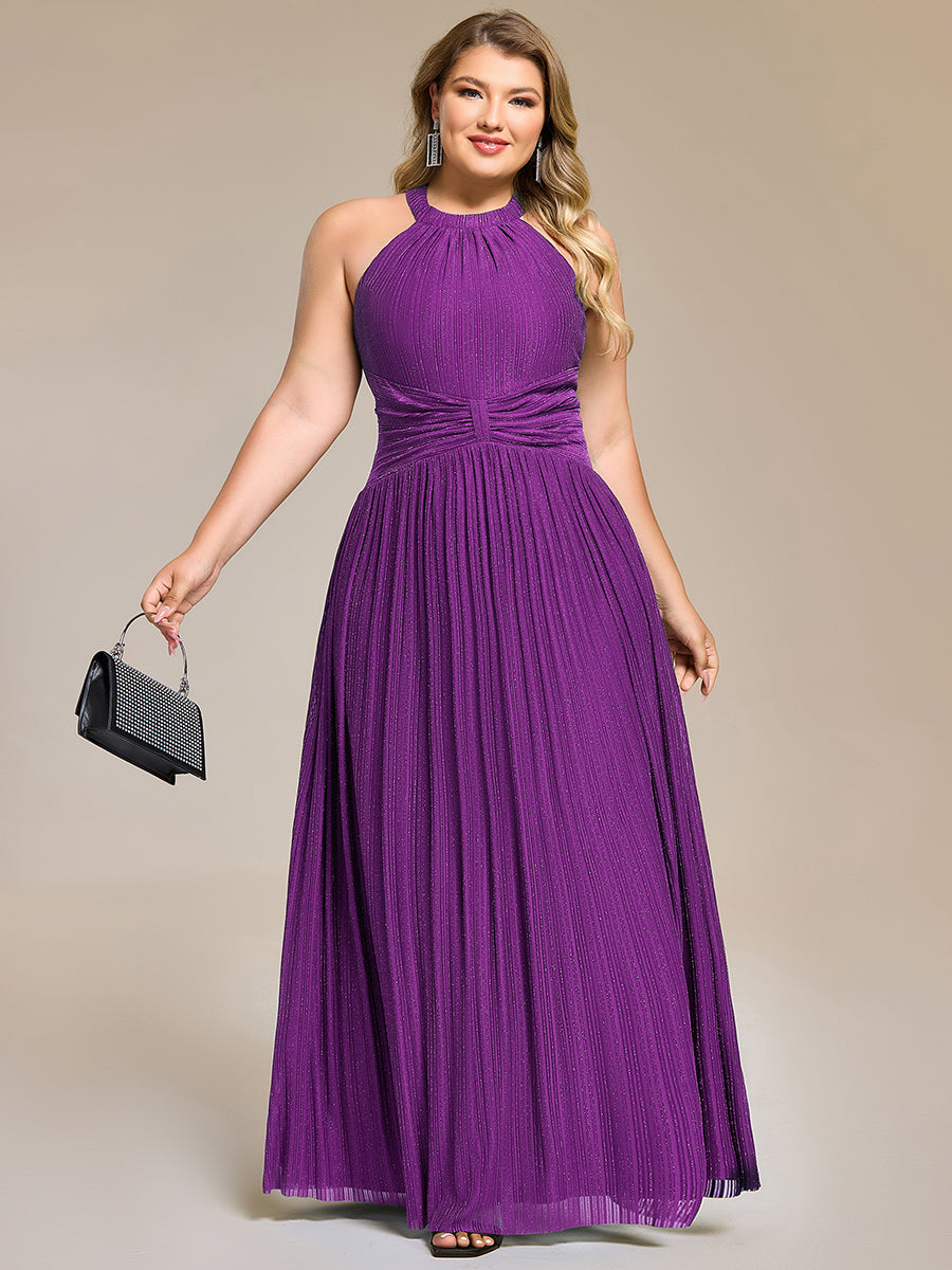 Sparkle Halter Neck Formal Evening Dress with A-line Silhouette #color_Sparkling Grape