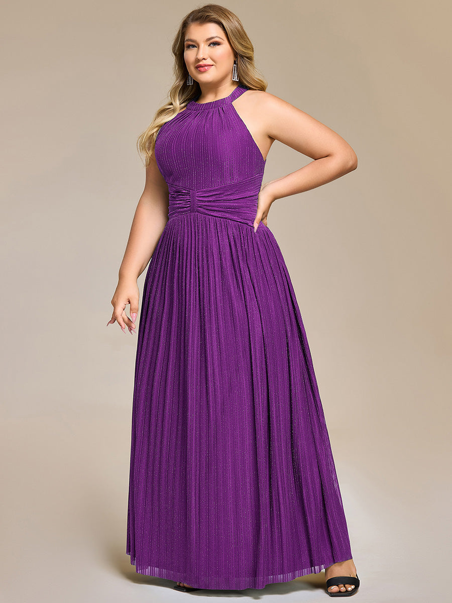 Sparkle Halter Neck Formal Evening Dress with A-line Silhouette #color_Sparkling Grape