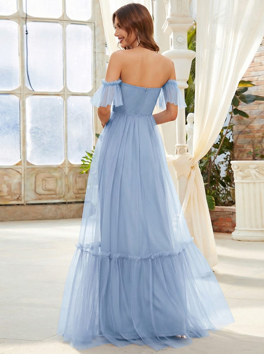 Gorgeous Off the Shoulder Sweetheart A Line Maxi Evening Dress