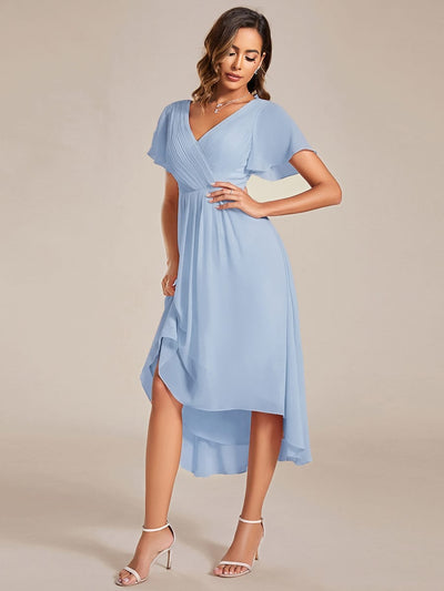 ever FAYE|Chic V Neck High-Low Wedding Guest Dress