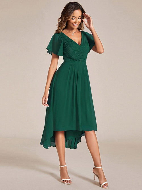 Aimishang Chic V Neck High-Low Wedding Guest Dress Elegant Bridesmaid Dresses main image 1