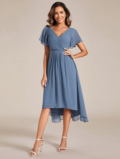 ever FAYE|Chic V Neck High-Low Evening Dress
