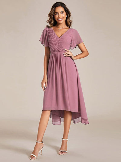ever FAYE|Chic V Neck High-Low Evening Dress