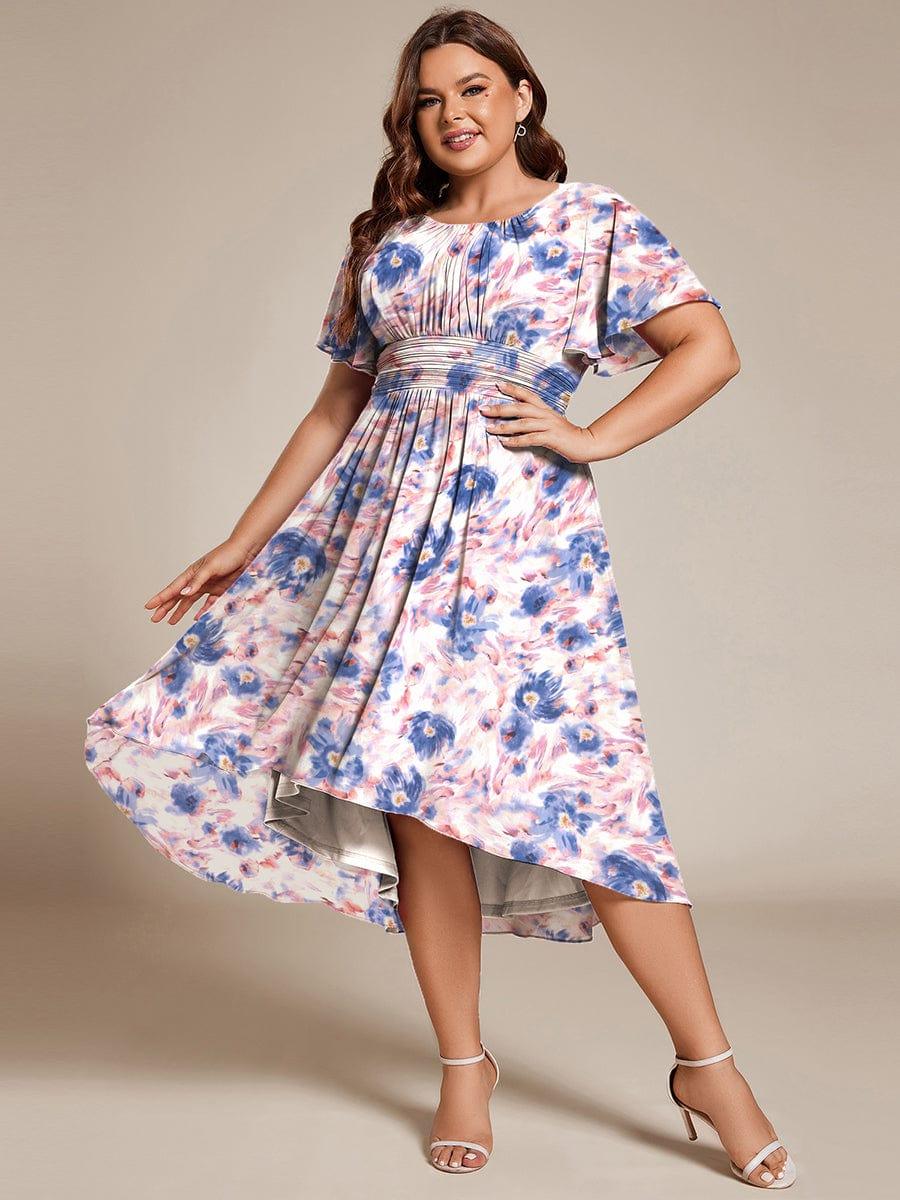 ever EDEN|Flowy Chiffon Round Neckline A-Line Midi Wedding Guest Dress #color_Azure Bream
