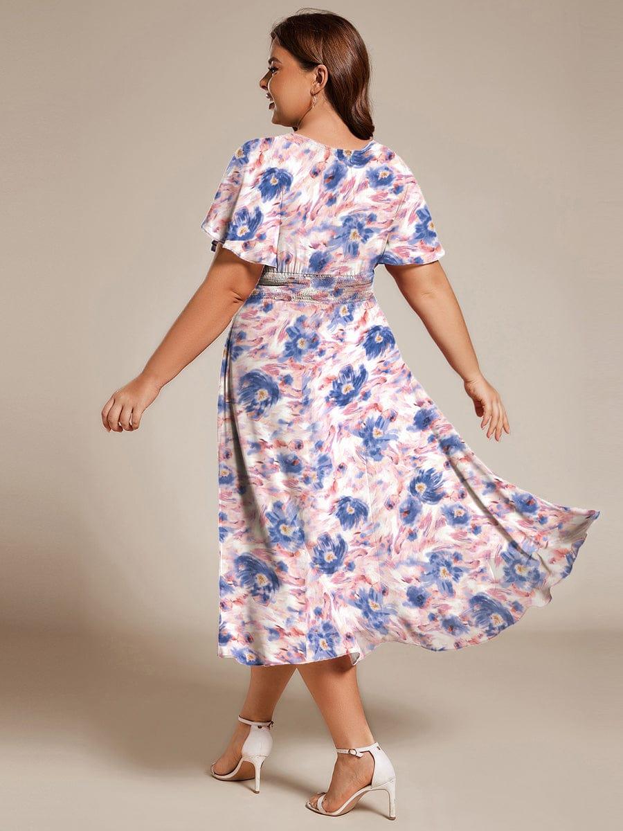 ever EDEN|Flowy Chiffon Round Neckline A-Line Midi Wedding Guest Dress #color_Azure Bream