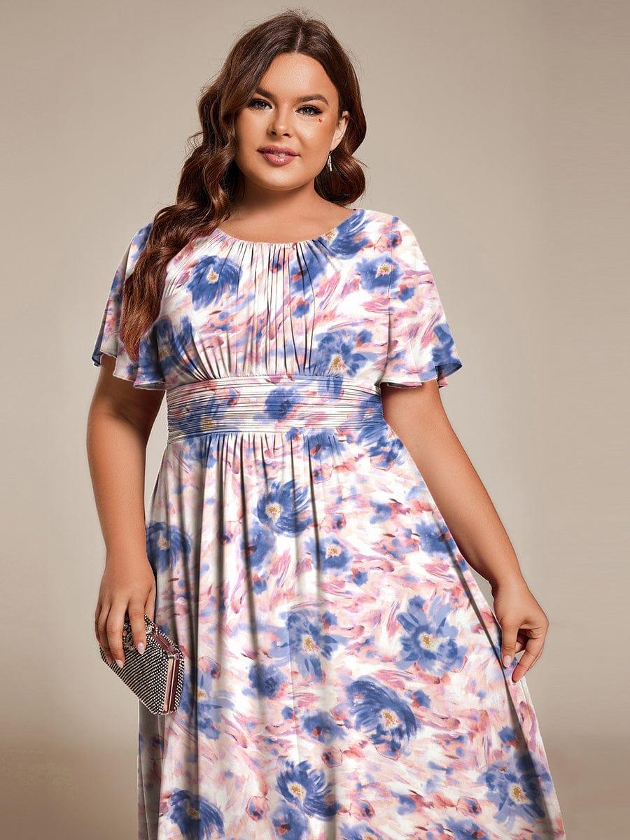ever EDEN|Flowy Chiffon Round Neckline A-Line Midi Wedding Guest Dress #color_Azure Bream