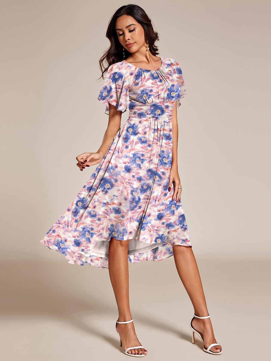 ever EDEN|Flowy Chiffon Round Neckline A-Line Midi Wedding Guest Dress #color_Azure Bream