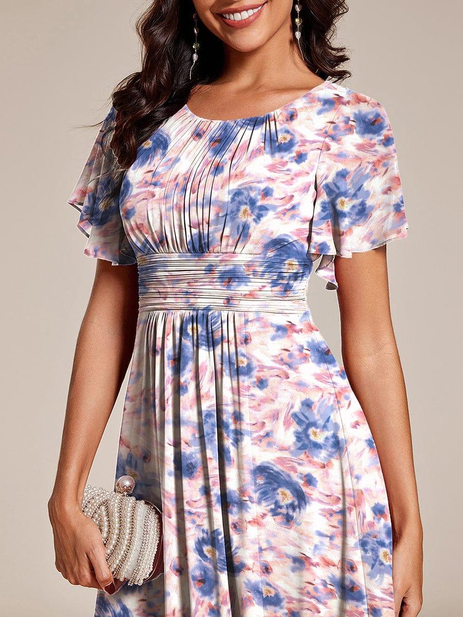 ever EDEN|Flowy Chiffon Round Neckline A-Line Midi Wedding Guest Dress #color_Azure Bream