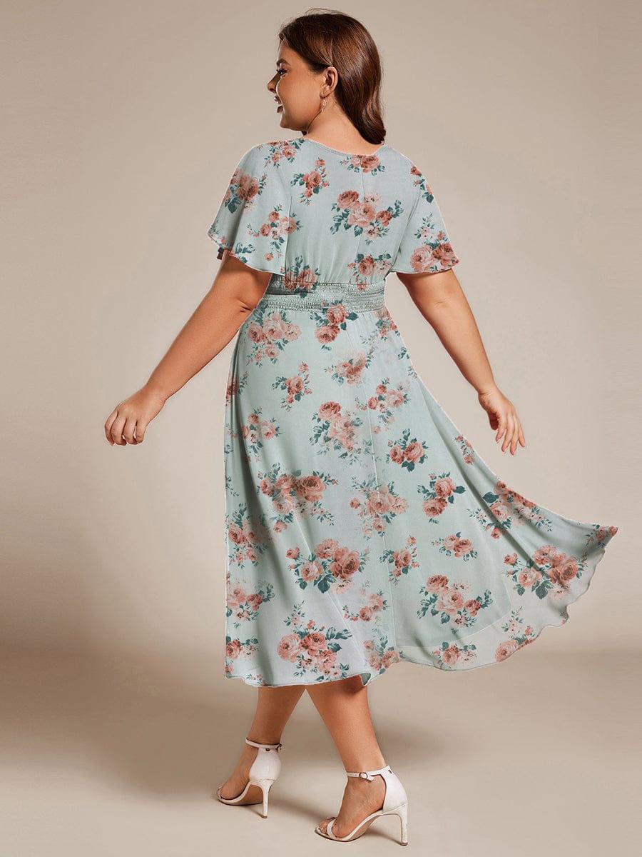 ever EDEN|Flowy Chiffon Round Neckline A-Line Midi Wedding Guest Dress #color_Amber Bloom