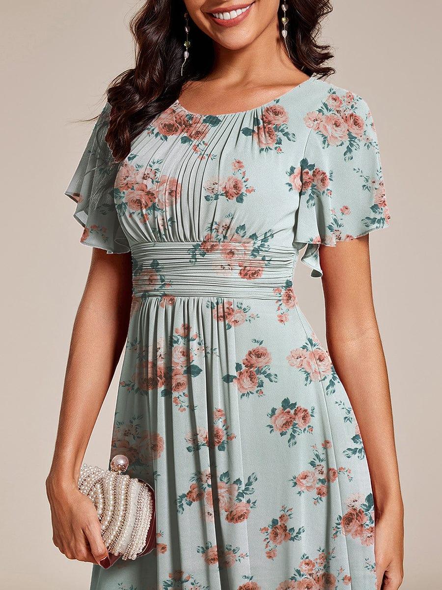 ever EDEN|Flowy Chiffon Round Neckline A-Line Midi Wedding Guest Dress #color_Amber Bloom
