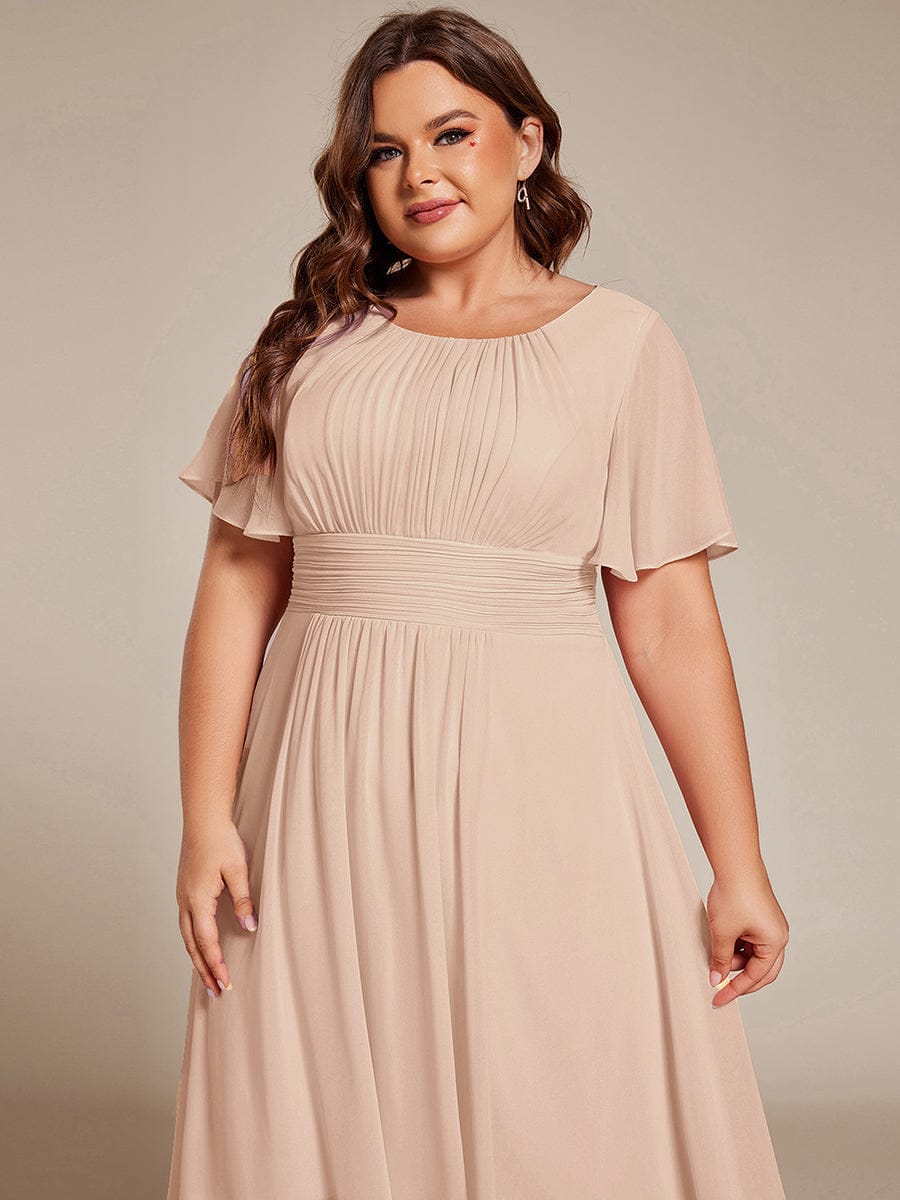 ever EDEN|Flowy Chiffon Round Neckline A-Line Midi Wedding Guest Dress #color_Blush