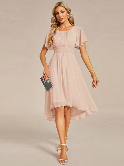 ever EDEN|Flowy Chiffon Round Neckline A-Line Midi Wedding Guest Dress #color_Blush