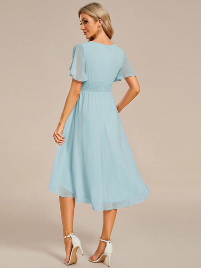 ever EDEN|Flowy Chiffon Round Neckline A-Line Midi Wedding Guest Dress #color_Sky Blue