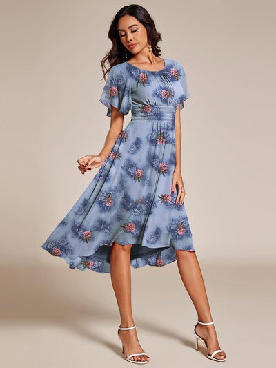 ever EDEN|Flowy Chiffon Round Neckline A-Line Midi Wedding Guest Dress #color_Dusty Peony