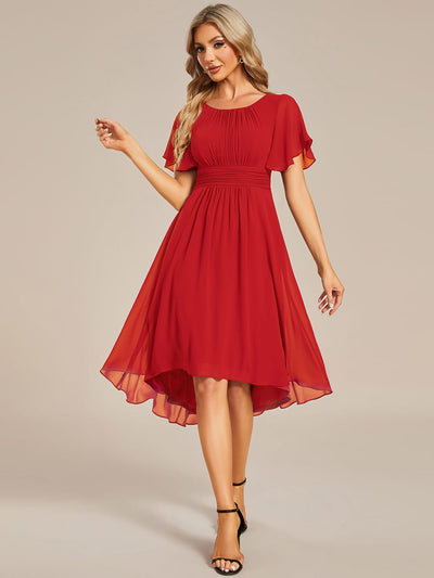 ever EDEN|Chiffon Round Neckline A-Line Midi Wedding Guest Dress