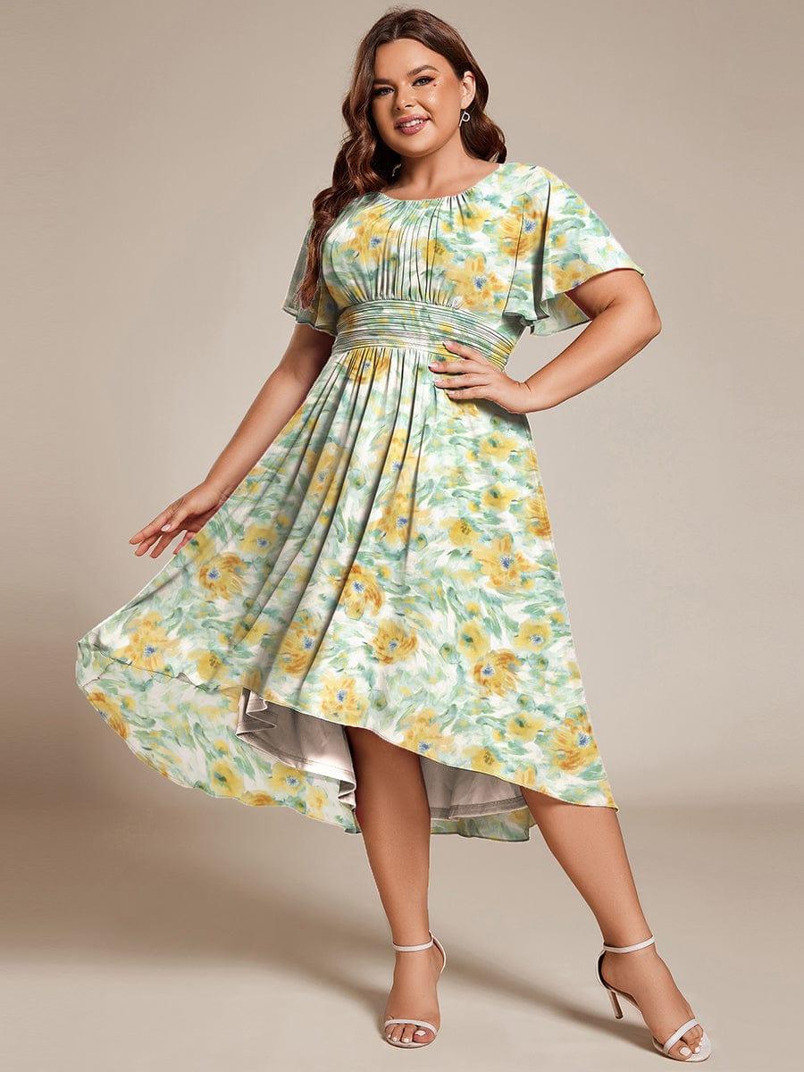ever EDEN|Flowy Chiffon Round Neckline A-Line Midi Wedding Guest Dress #color_Sunlit Fern