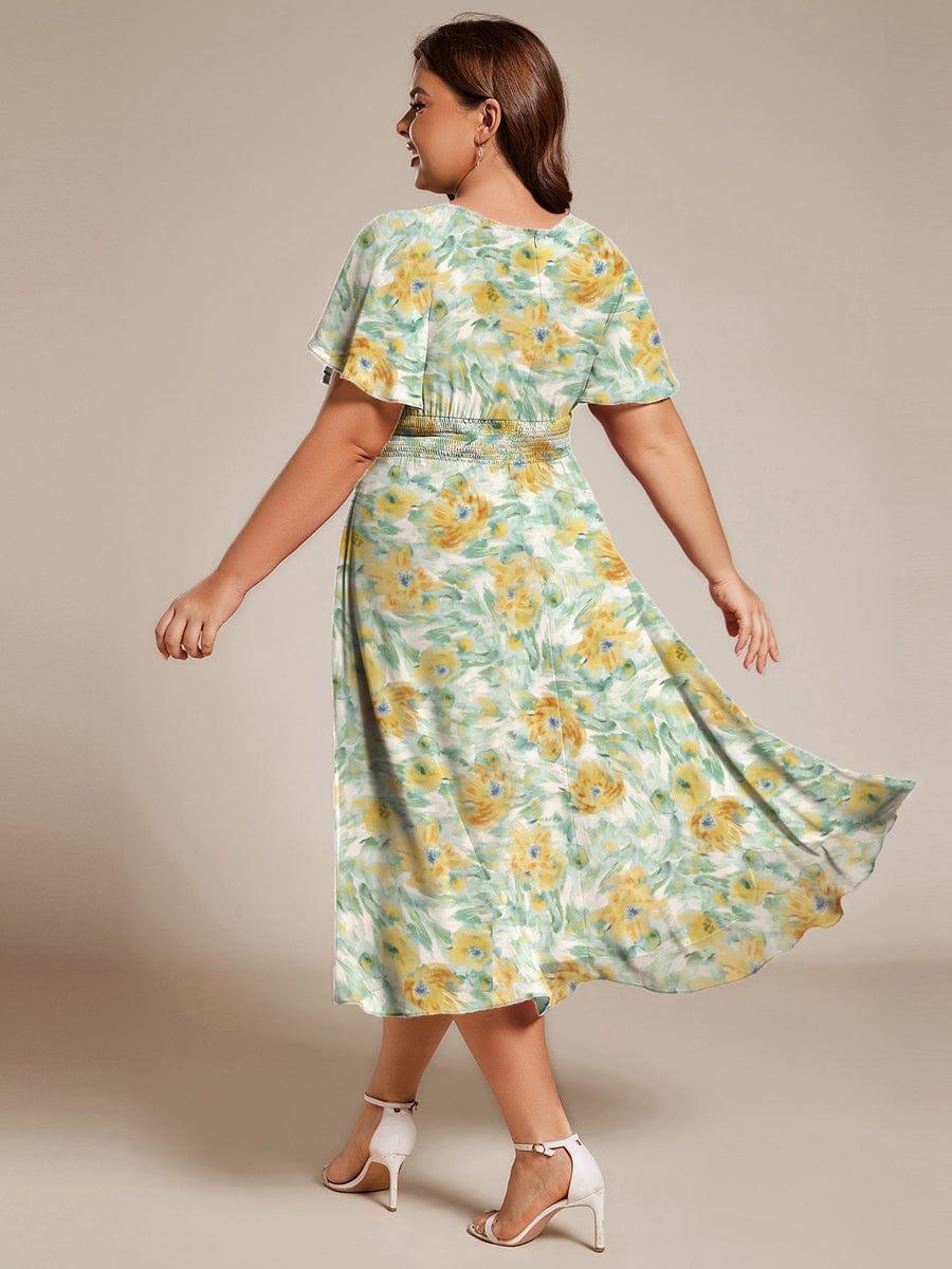 ever EDEN|Flowy Chiffon Round Neckline A-Line Midi Wedding Guest Dress #color_Sunlit Fern