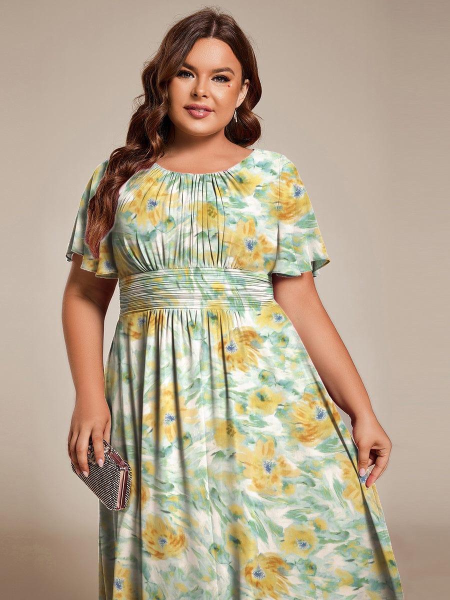 ever EDEN|Flowy Chiffon Round Neckline A-Line Midi Wedding Guest Dress #color_Sunlit Fern