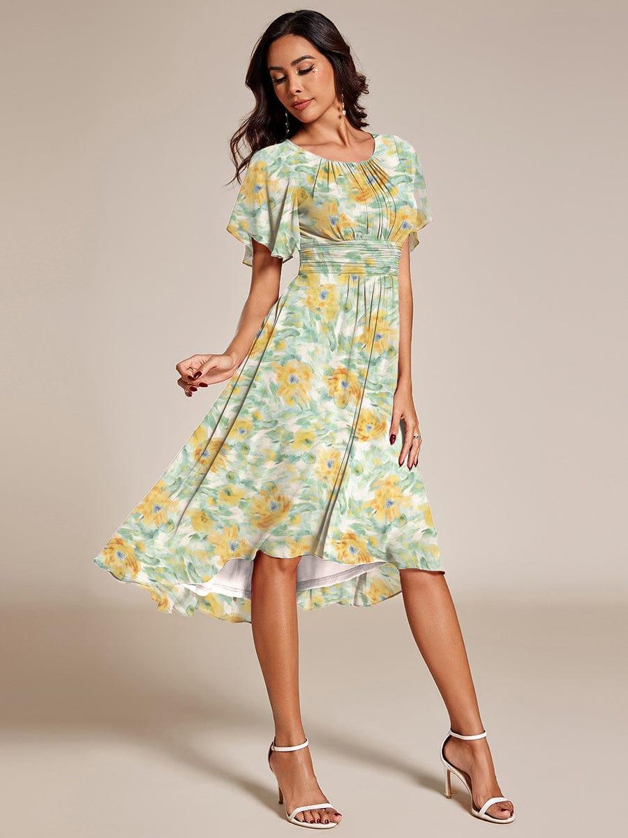 ever EDEN|Flowy Chiffon Round Neckline A-Line Midi Wedding Guest Dress #color_Sunlit Fern