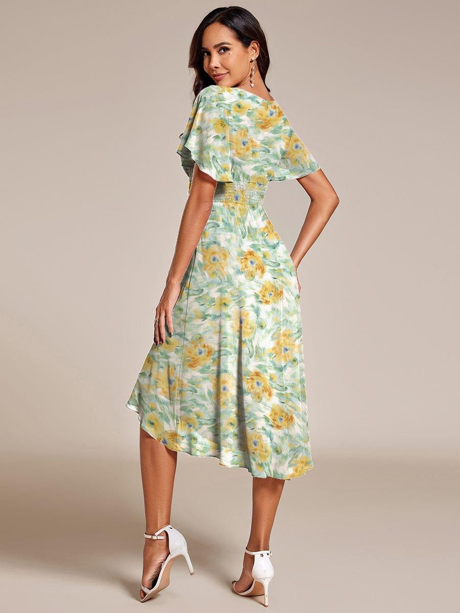 ever EDEN|Flowy Chiffon Round Neckline A-Line Midi Wedding Guest Dress #color_Sunlit Fern