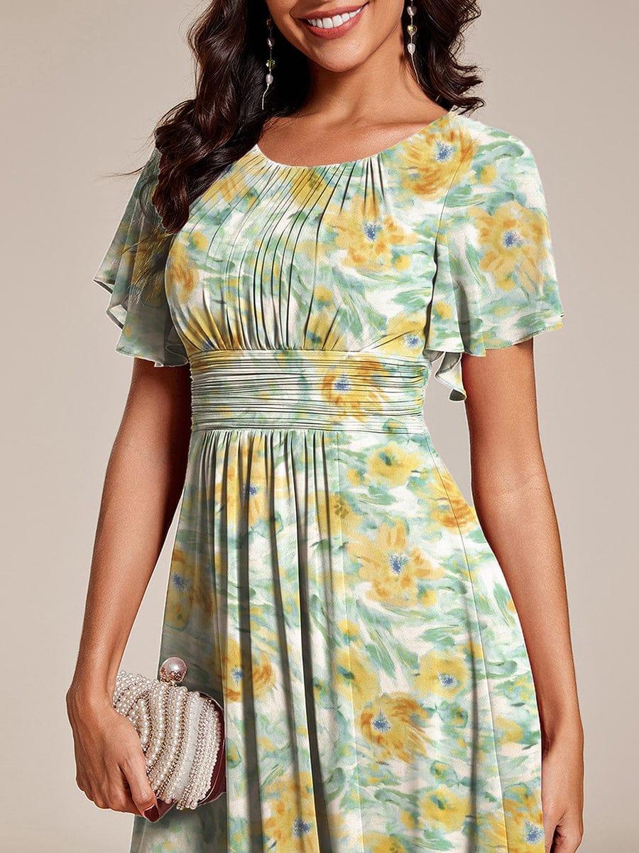 ever EDEN|Flowy Chiffon Round Neckline A-Line Midi Wedding Guest Dress #color_Sunlit Fern