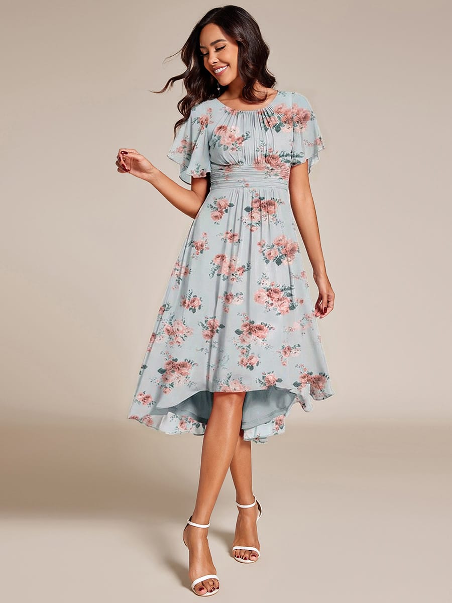 ever EDEN|Flowy Chiffon Round Neckline A-Line Midi Wedding Guest Dress #color_Amber Bloom