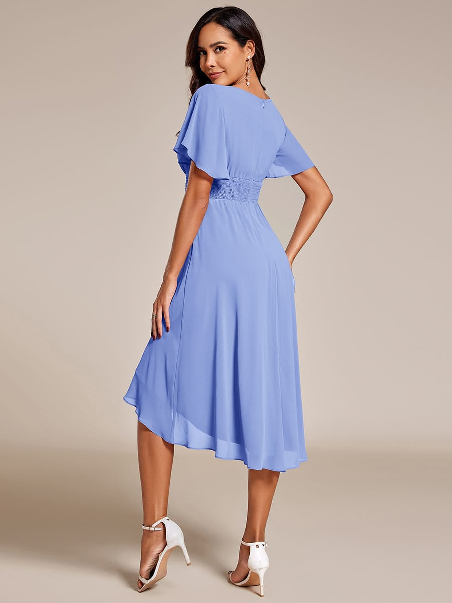 ever EDEN|Flowy Chiffon Round Neckline A-Line Midi Wedding Guest Dress #color_Cornflower Blue