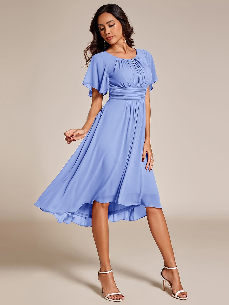 ever EDEN|Flowy Chiffon Round Neckline A-Line Midi Wedding Guest Dress #color_Cornflower Blue