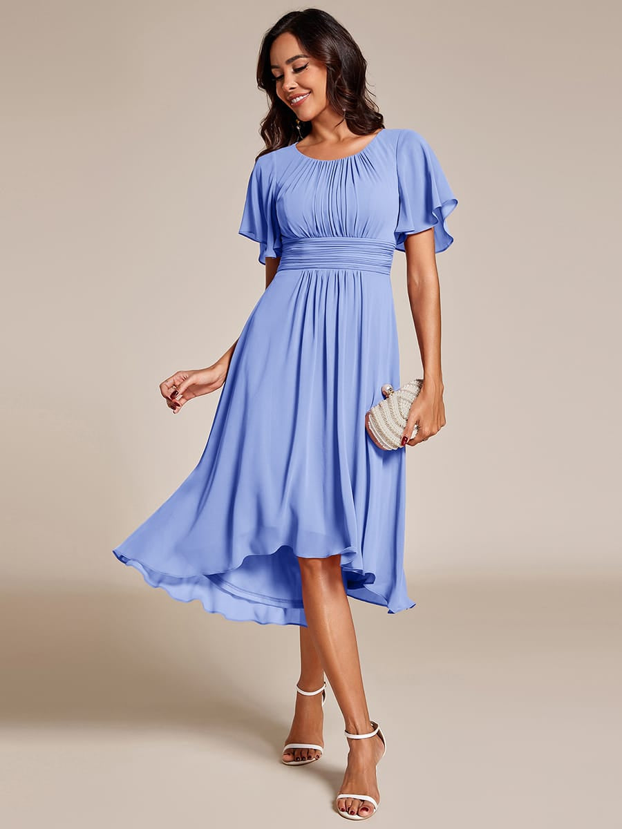 ever EDEN|Flowy Chiffon Round Neckline A-Line Midi Wedding Guest Dress #color_Cornflower Blue