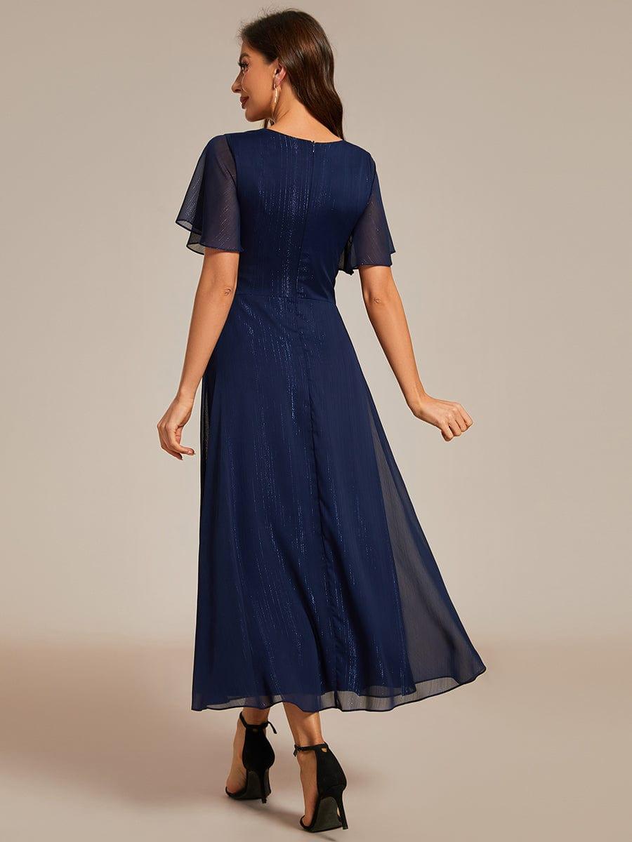 Glitter A-Line Midi Wedding Guest Dress #color_Navy Blue