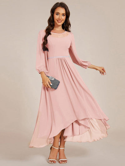 ever AMYRA|Long Sleeve Chiffon High Low Wedding Guest Dress(Final Sale)