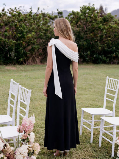 Bow Knit Sleeveless Dress #color_Ivory-Black