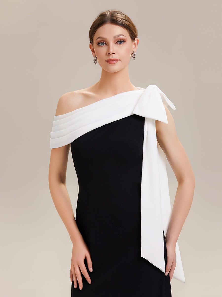 Bow Knit Sleeveless Dress #color_Ivory-Black