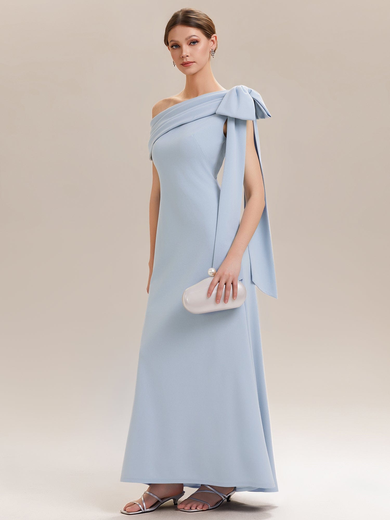 Bow Knit Sleeveless Dress #color_Ice Blue