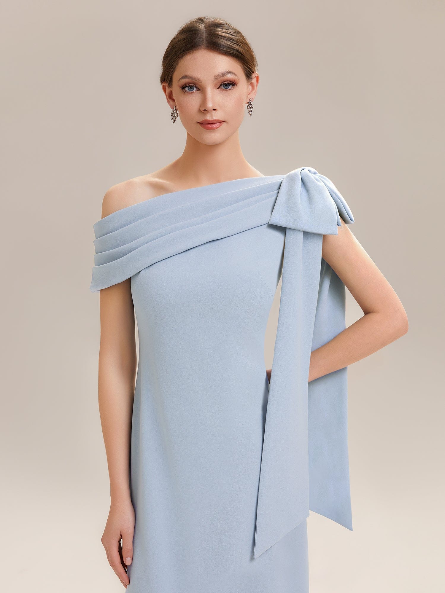 Bow Knit Sleeveless Dress #color_Ice Blue