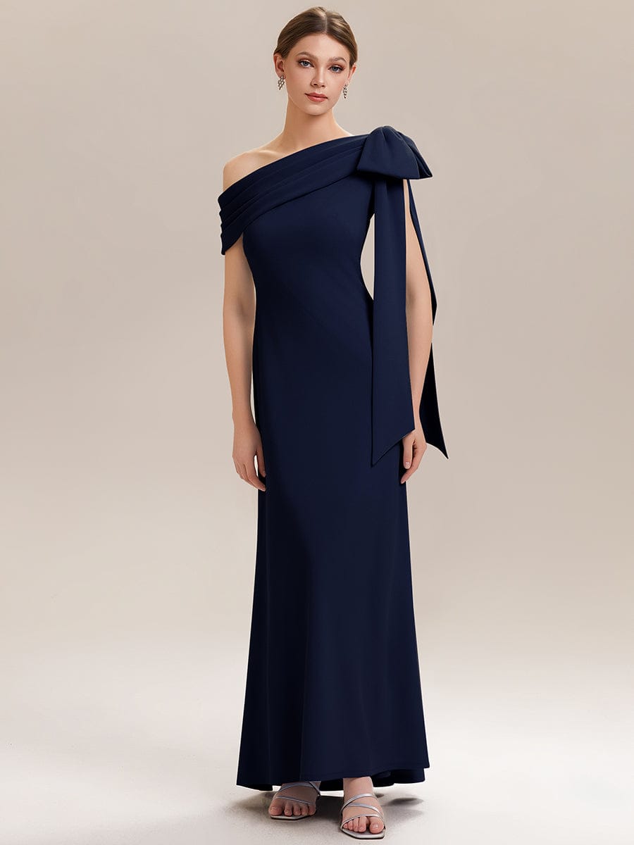 Bow Knit Sleeveless Dress #color_Navy Blue