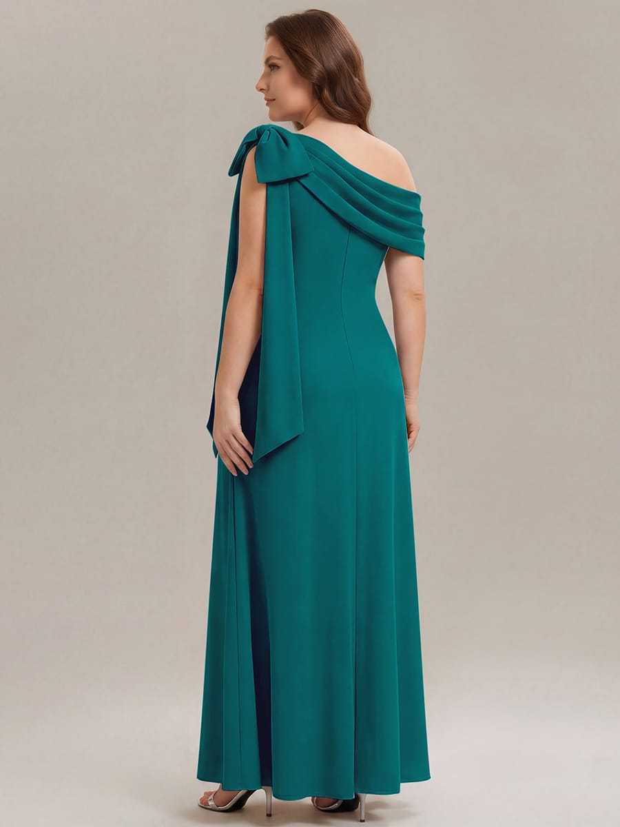 Bow Knit Sleeveless Dress #color_Teal Blue