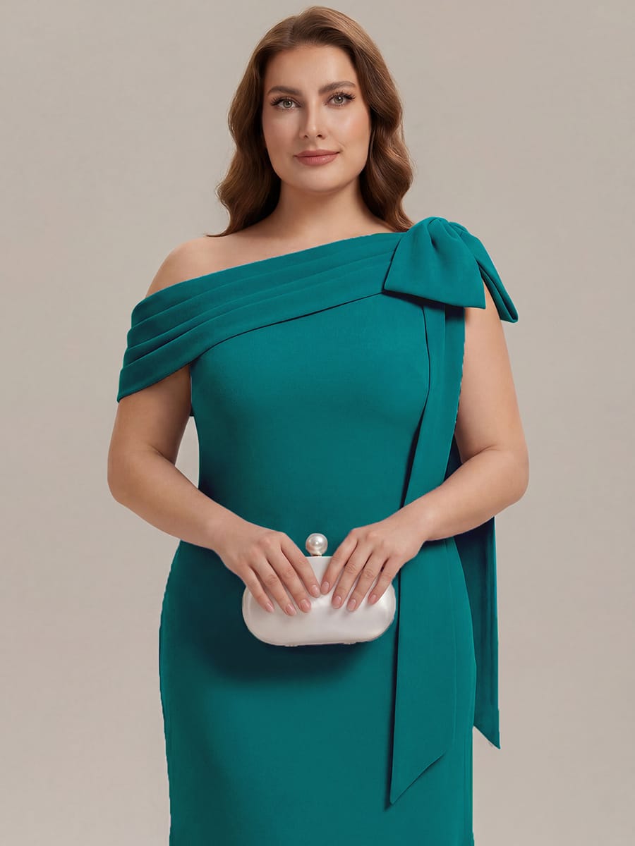 Bow Knit Sleeveless Dress #color_Teal Blue