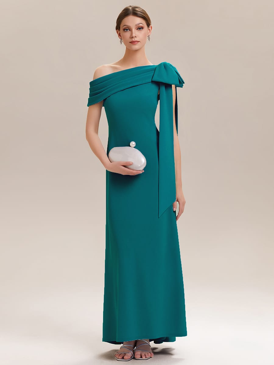 Bow Knit Sleeveless Dress #color_Teal Blue