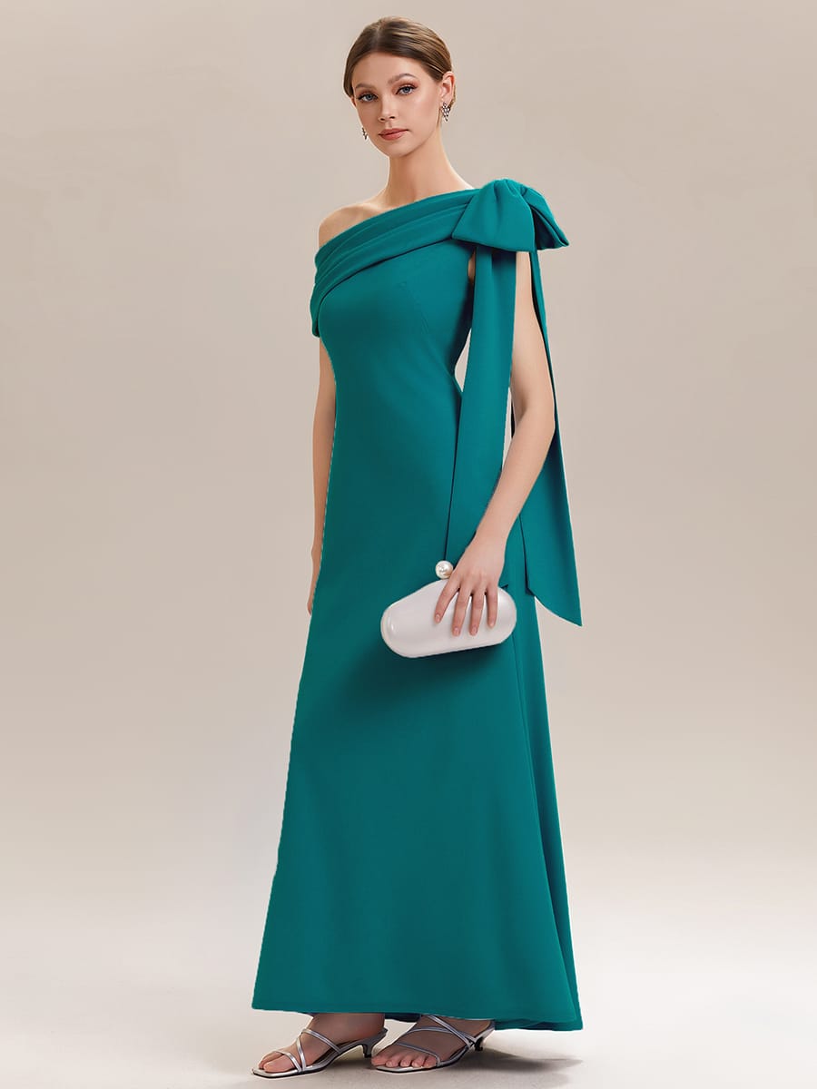 Bow Knit Sleeveless Dress #color_Teal Blue
