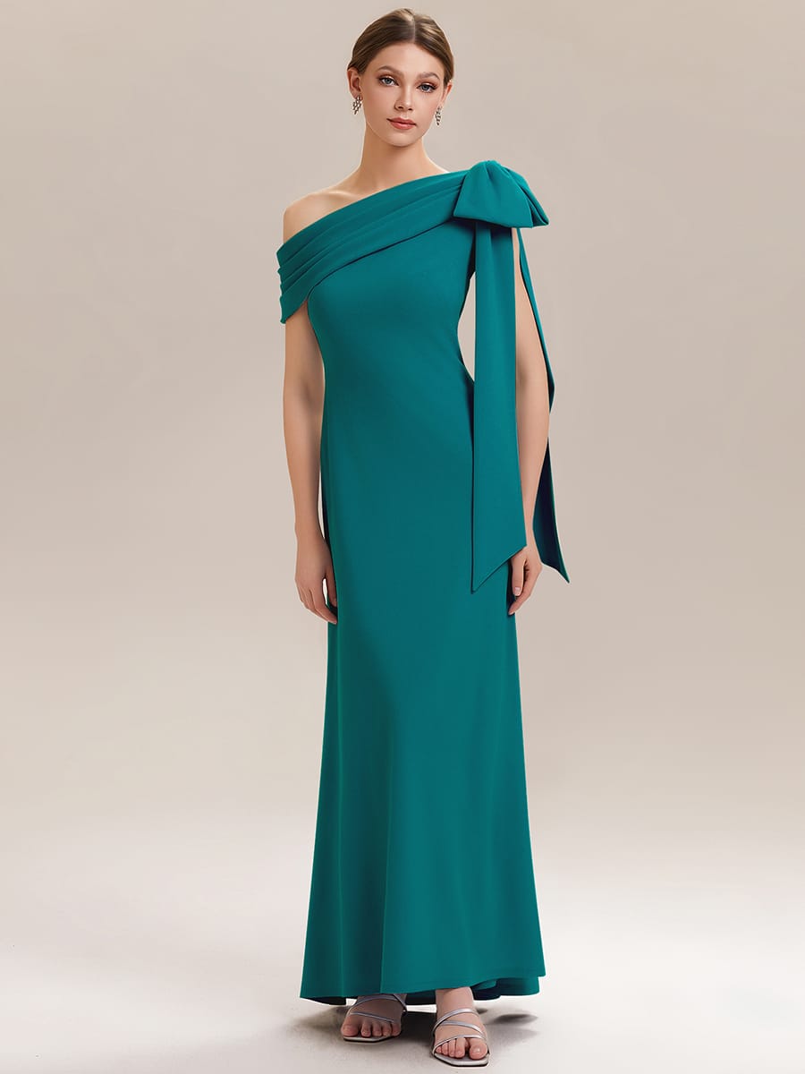 Bow Knit Sleeveless Dress #color_Teal Blue
