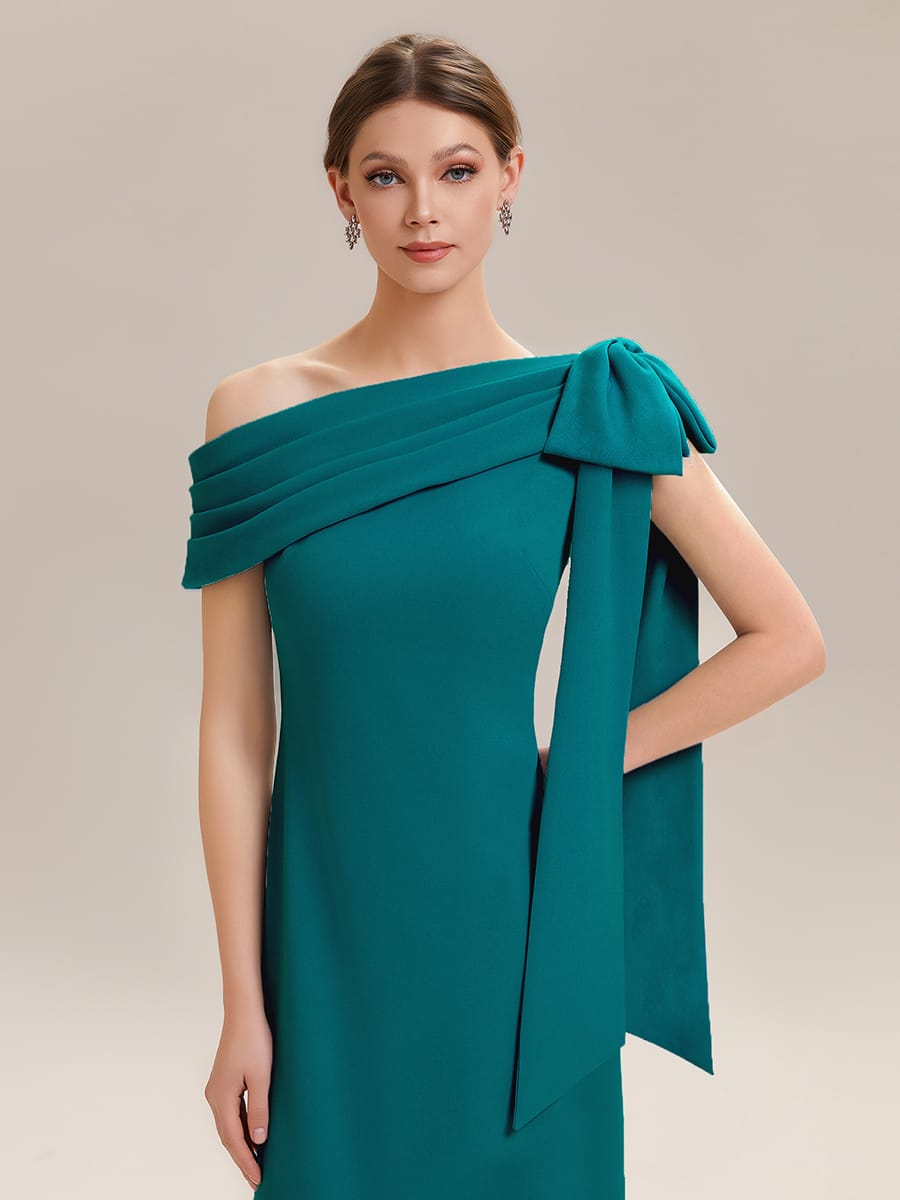 Bow Knit Sleeveless Dress #color_Teal Blue