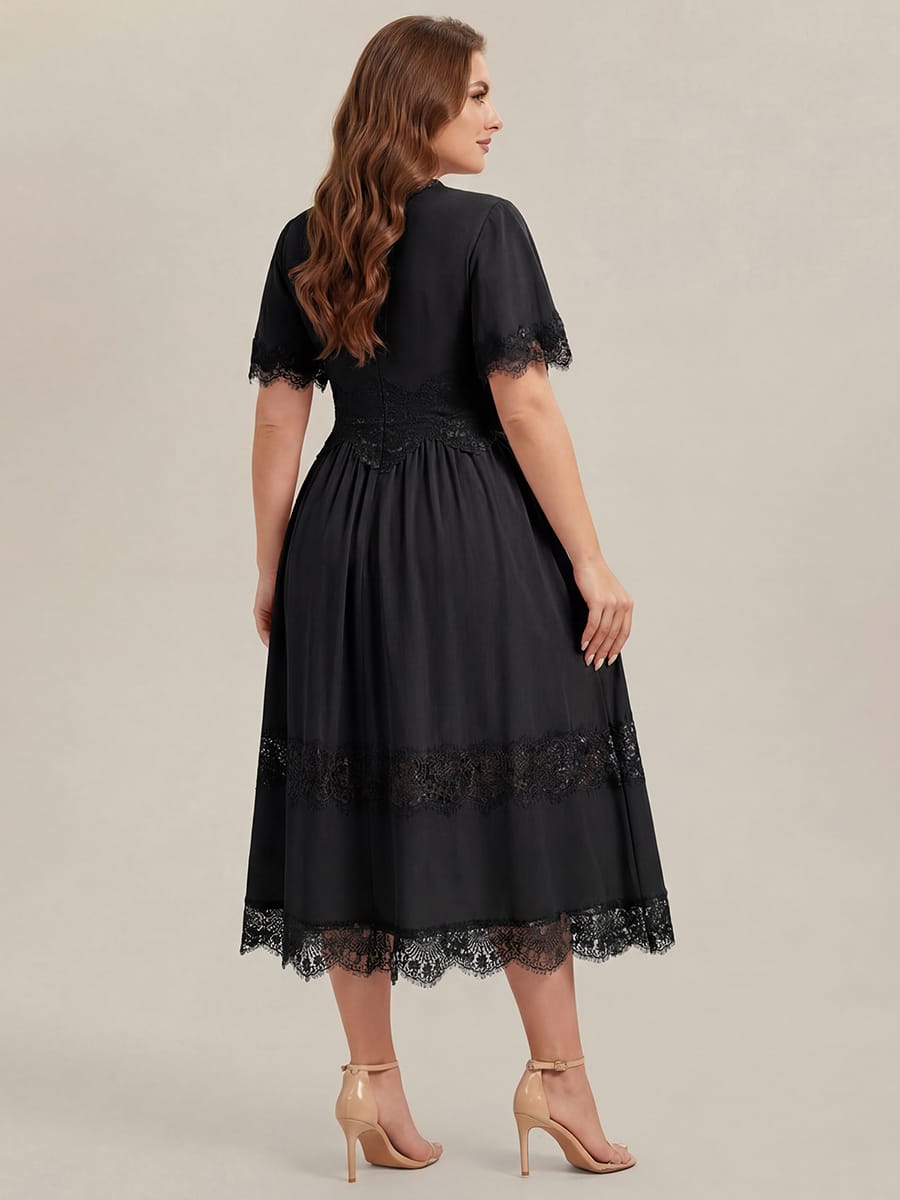 Cut-Out Detail Chiffon Ruffle Sleeve Dress #color_Black